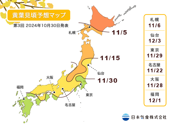 2024日本銀杏＆紅葉賞楓時間表/紅葉預測