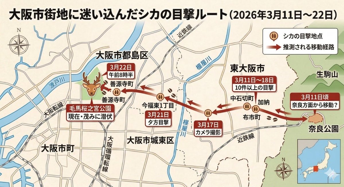 關西奇聞|奈良鹿的史詩級大逃亡!從AI假圖到官方認證,大縱走路線圖曝光震驚全網! 關西奇聞|奈良鹿的史詩級大逃亡!從AI假圖到官方認證,大縱走路線圖曝光震驚全網!